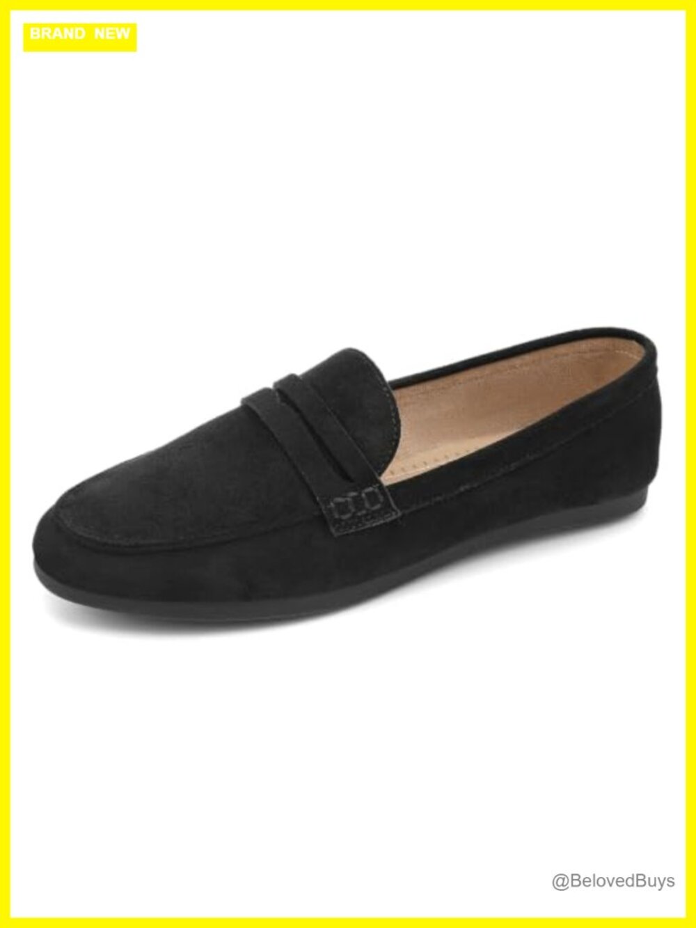 Faux Suede Penny Loafers Comfortable Walking Flats Almond Toe Non Slip